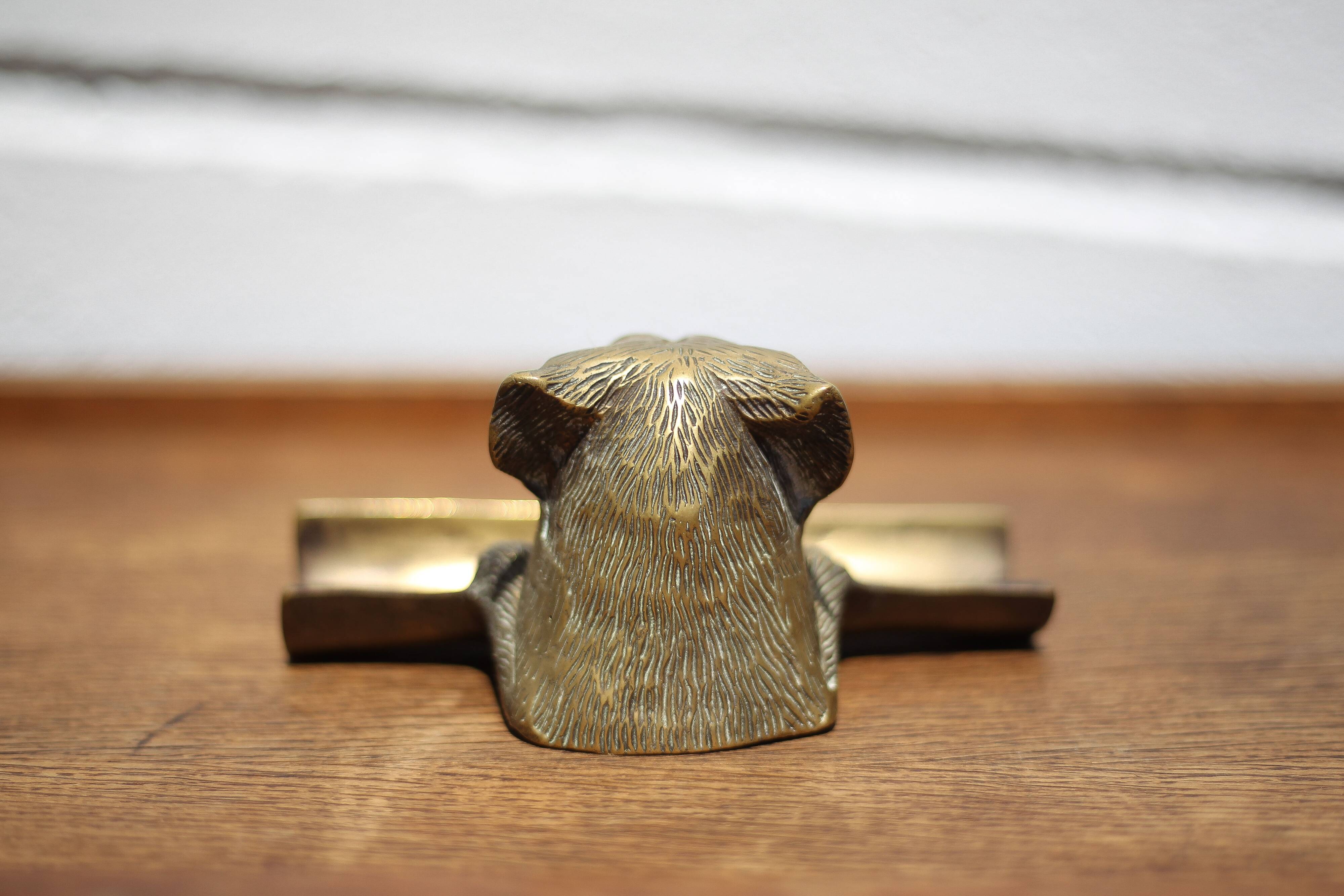 Vintage Dog Head Bronze Pen Holder