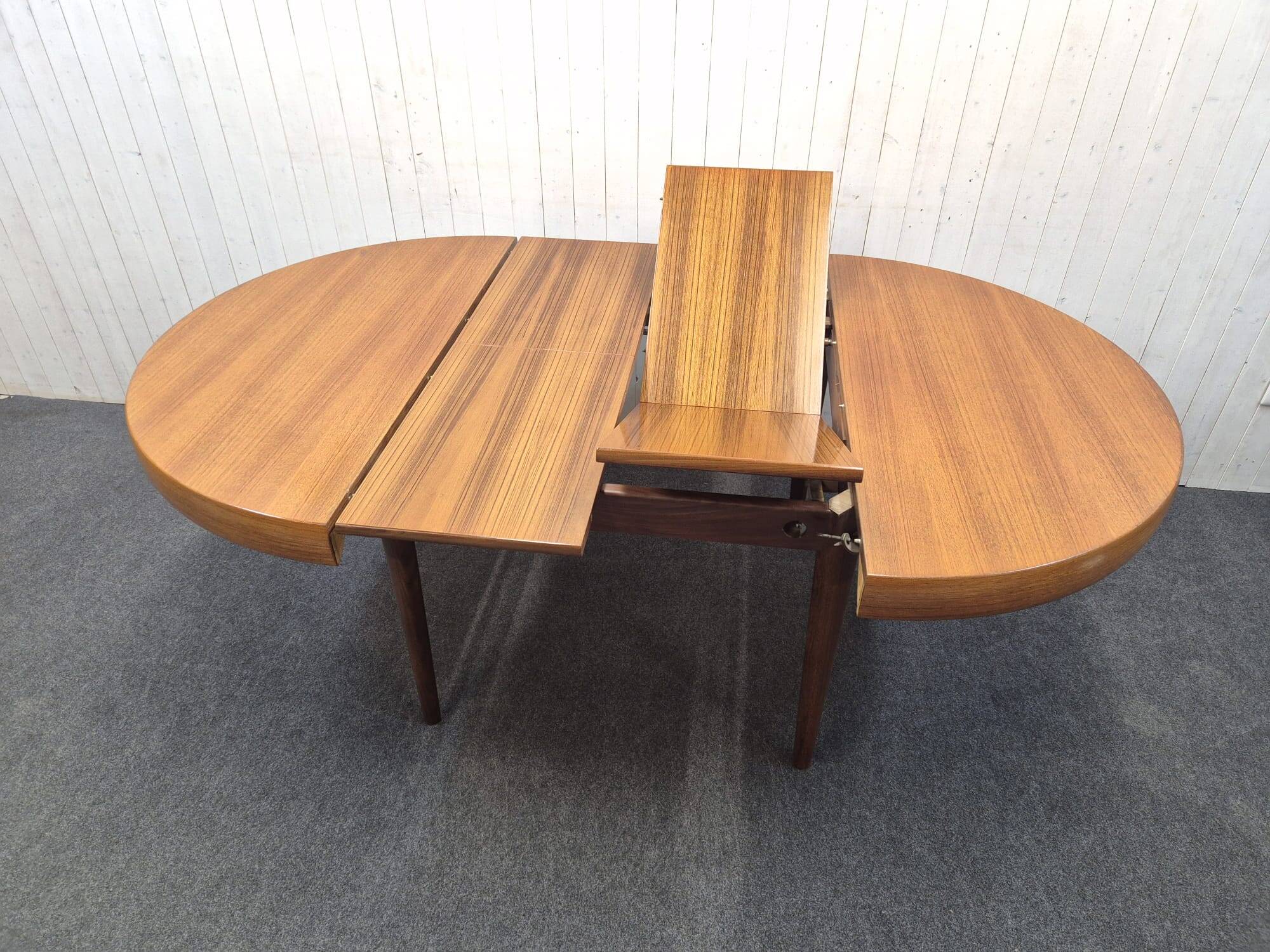 Vintage Scandinavian table with double butterfly extension.