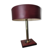Lampe de table bureau laiton cuir piqué gainé