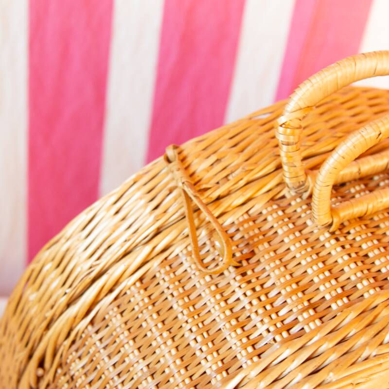 Round wicker suitcase
