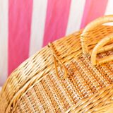 Round wicker suitcase