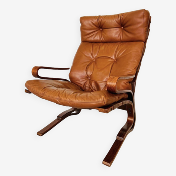 Vintage Mid Century Scandinavian (Oddvin Rykken) Cognac Leather Chair
