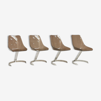 Suite of 4 altuglas chairs, 1970