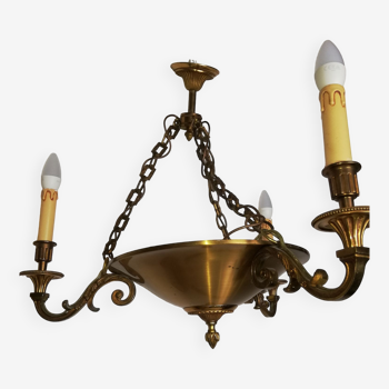 Bronze chandelier 3 branches with halogen