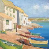 Huile sur panneau Port de Mediterranée