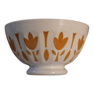 Antique bowl - Yellow foliage pattern - Sarreguemines