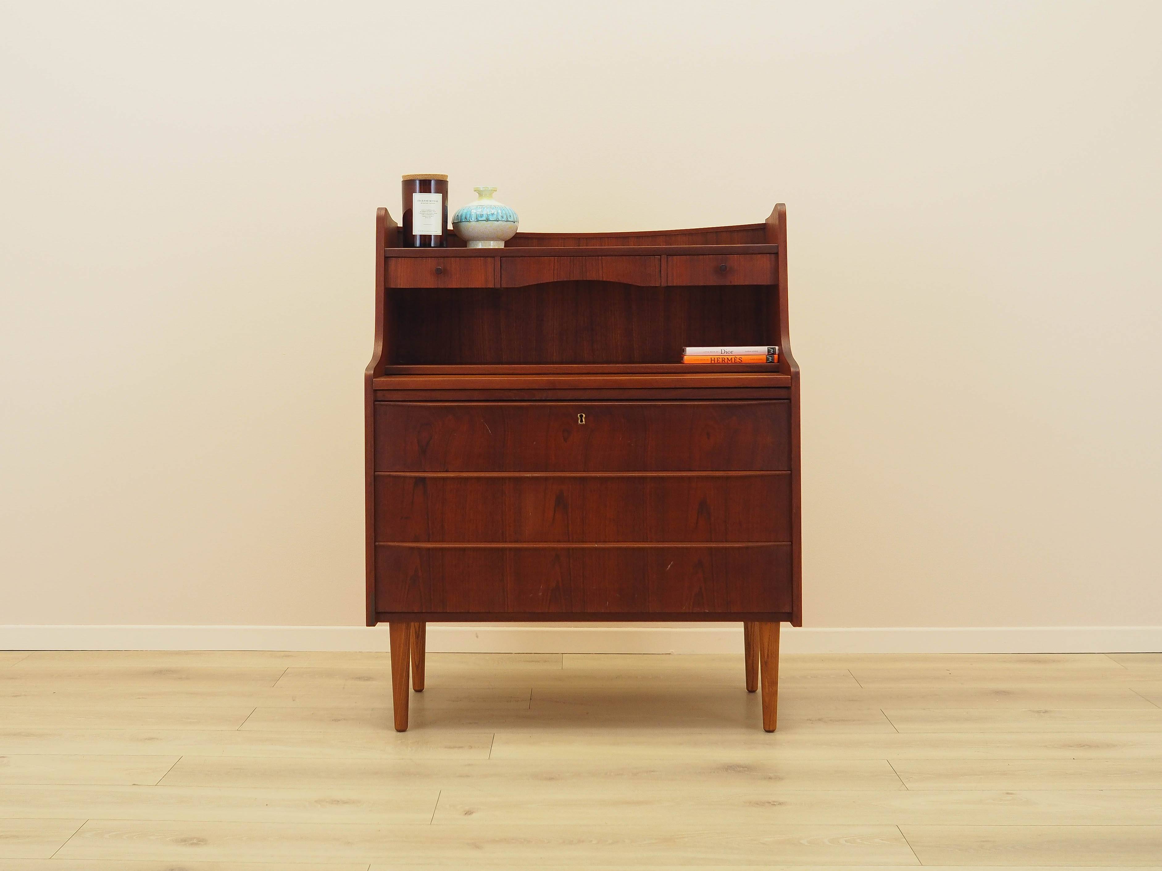 Secrétaire en teck, design danois, années 1970, fabriqué au Danemark