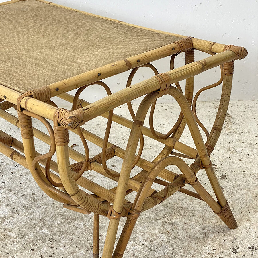 Vintage rattan coffee table 60's