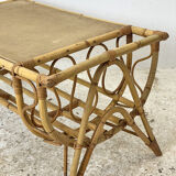 Table basse en rotin vintage 60's