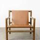 Mid-Century Scandinavian Armchair in Wood & Brown Leatherette, 60s