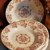 Six antique plates opaque porcelain from GIEN, service "Osborne"