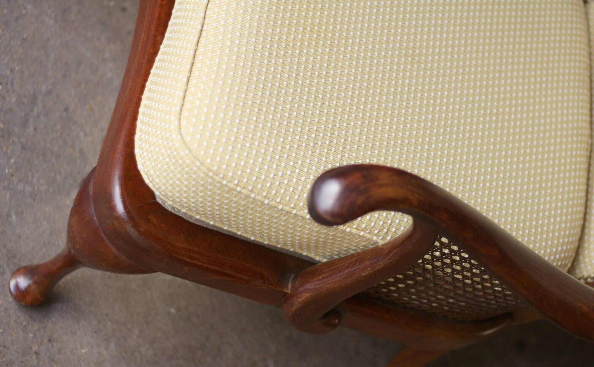 pair of mahogany and cane armchairs. English work (1960s).