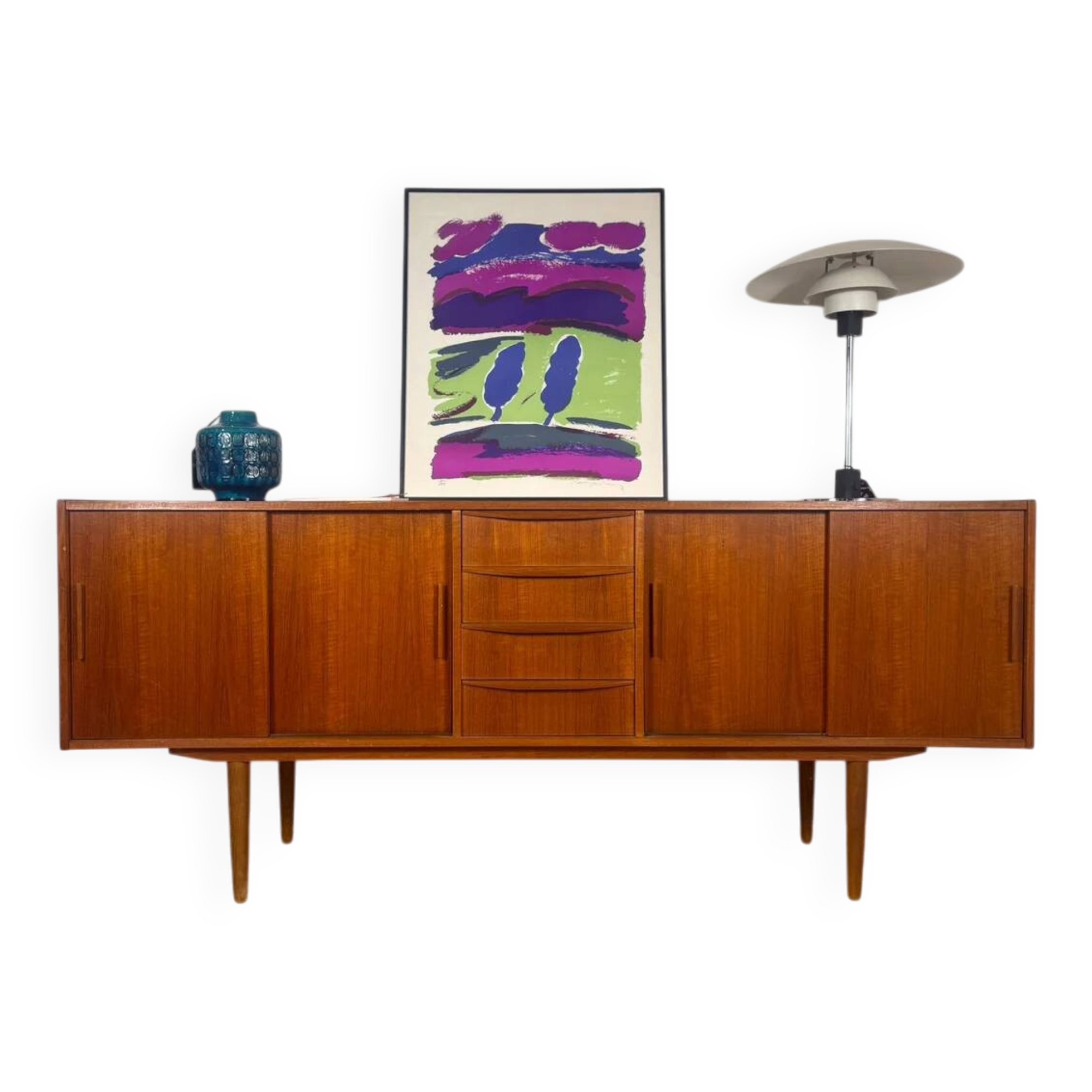 Danish four-drawer teak sideboard, 1960s