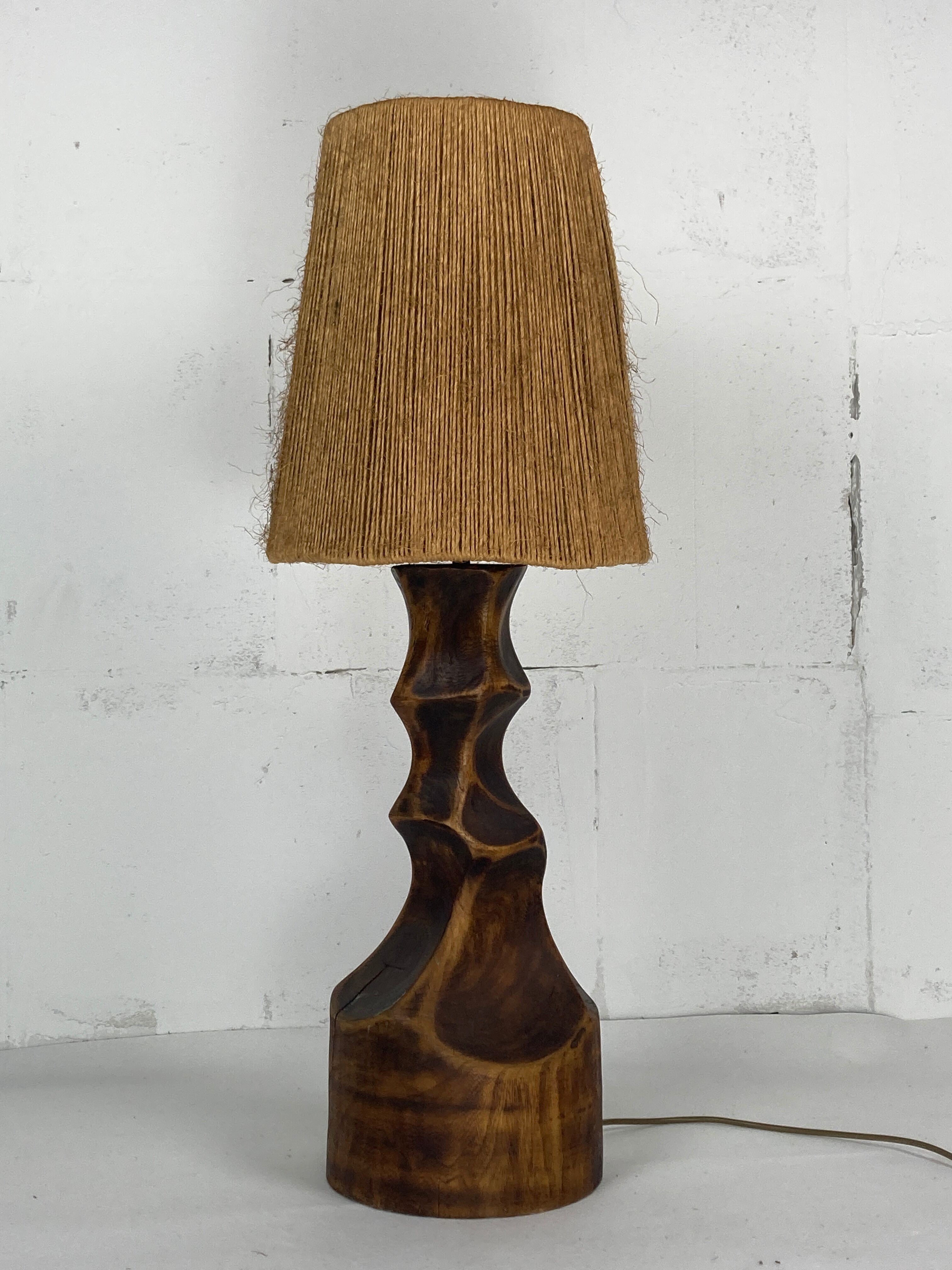 Lampe de table hollandaise brutaliste avec abat-jour en sisal, années 1960
