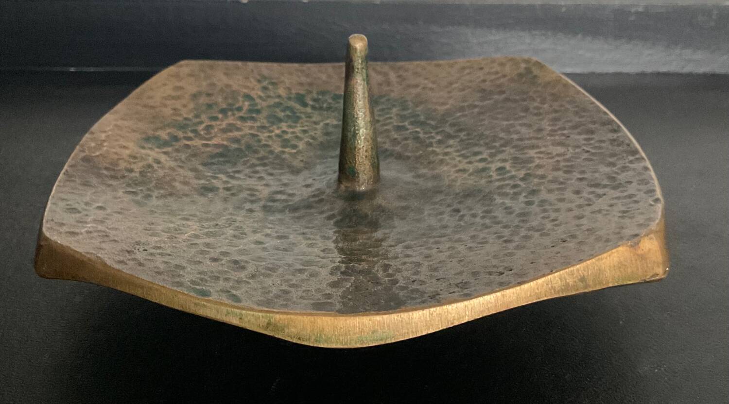 Brutalist bronze candle holder