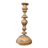 Ancien Bougeoir candelabre en laiton massif doré – 30 cm