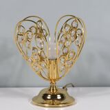 Vintage table lamp, golden structure with crystals.