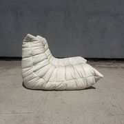 100% authentic Ligne Roset Togo 1-seater + pouf original leather Black & White
