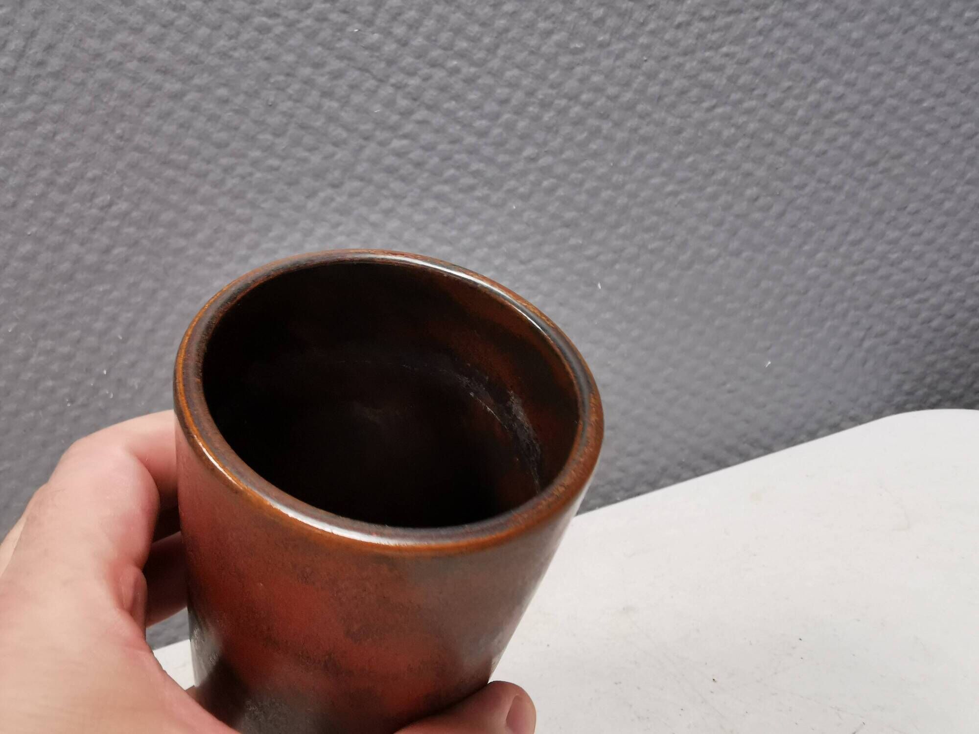 Beautiful vase in metallic glaze from Hjort ceramics Denmark 1980s
