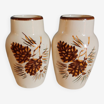 Paire de vases anciens Estampillés LONGCHAMPS - 15 cm