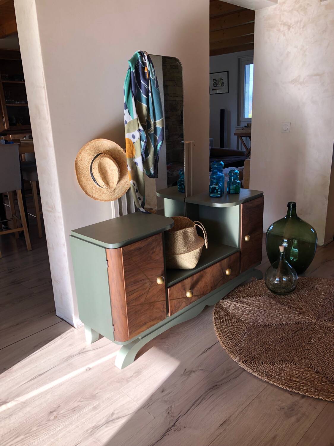 Meuble d’entrée avec miroir mercure