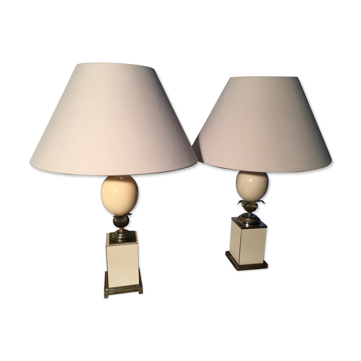 Pair of Hollywood Regency style egg lamps