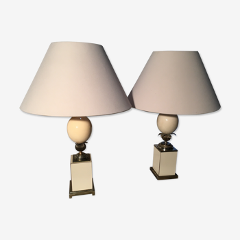 Pair of Hollywood Regency style egg lamps