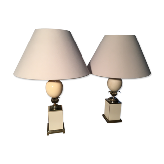 Pair of Hollywood Regency style egg lamps