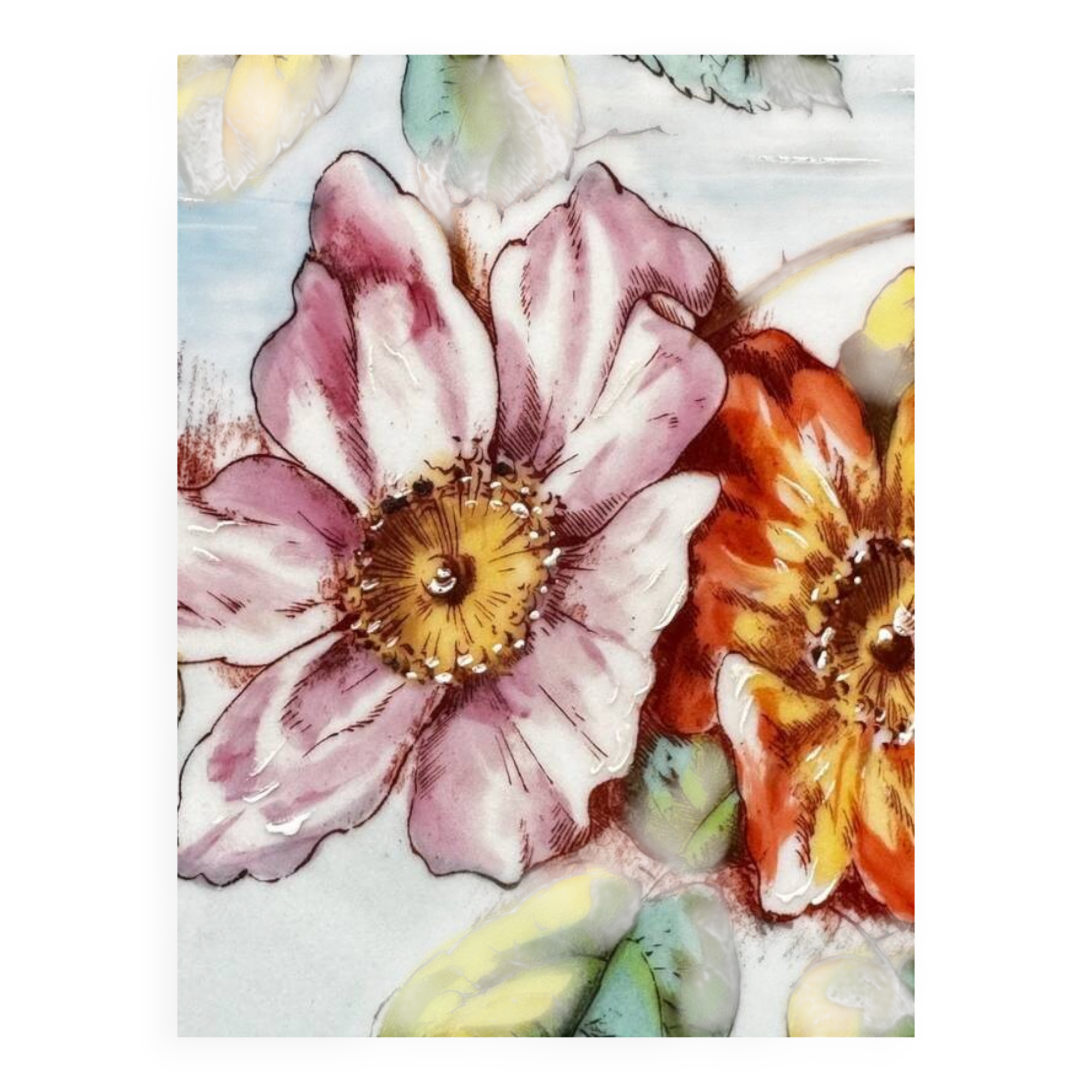 Decorative dish in Limoges porcelain, hand-painted decoration – late 19th century