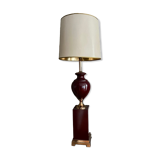 Ceramic and burgundy lacquered metal lamp