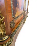 An antique French Louis XVI-style marble-top side cabinet