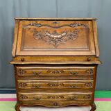 Liège secretary in carved oak in Regency style.