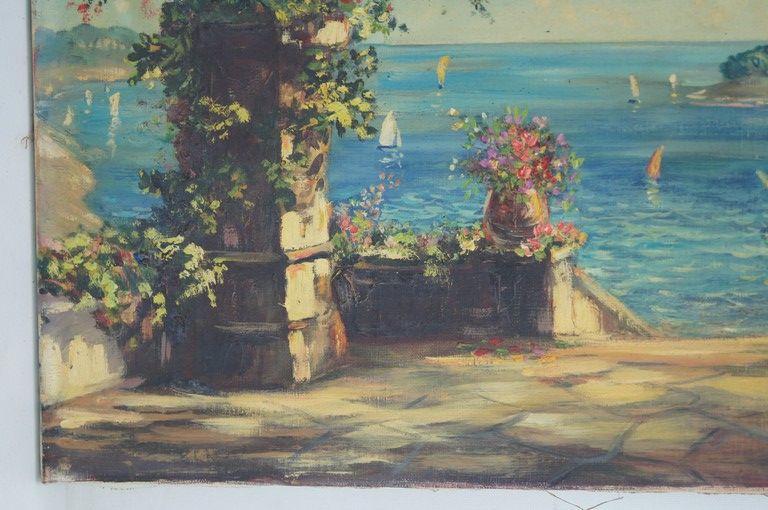 Labonne geo born 1887 view of the bay - oil on canvas signed
