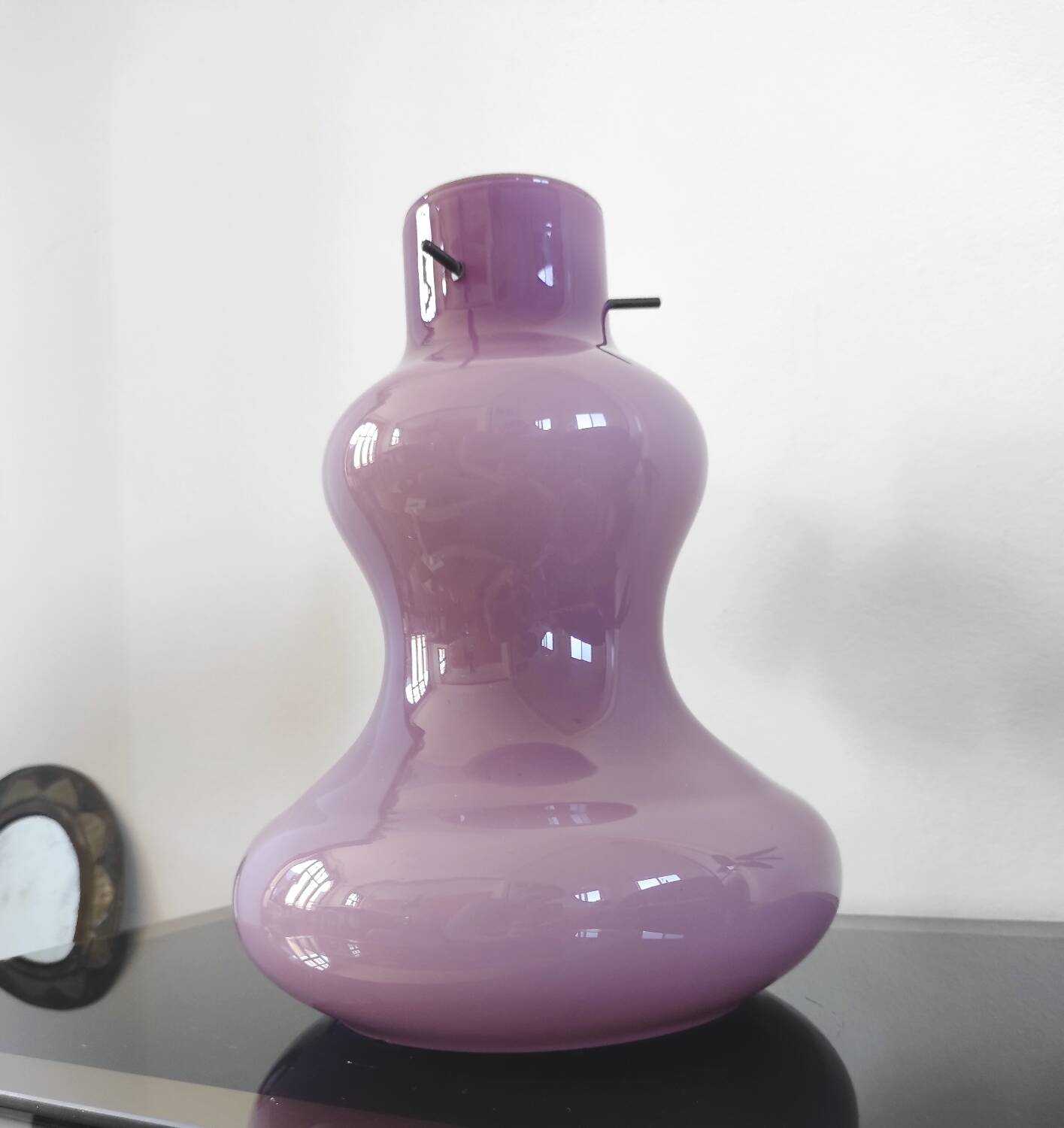 Vintage opaline Murano pendant light - Massimo Vignelli for Visto
