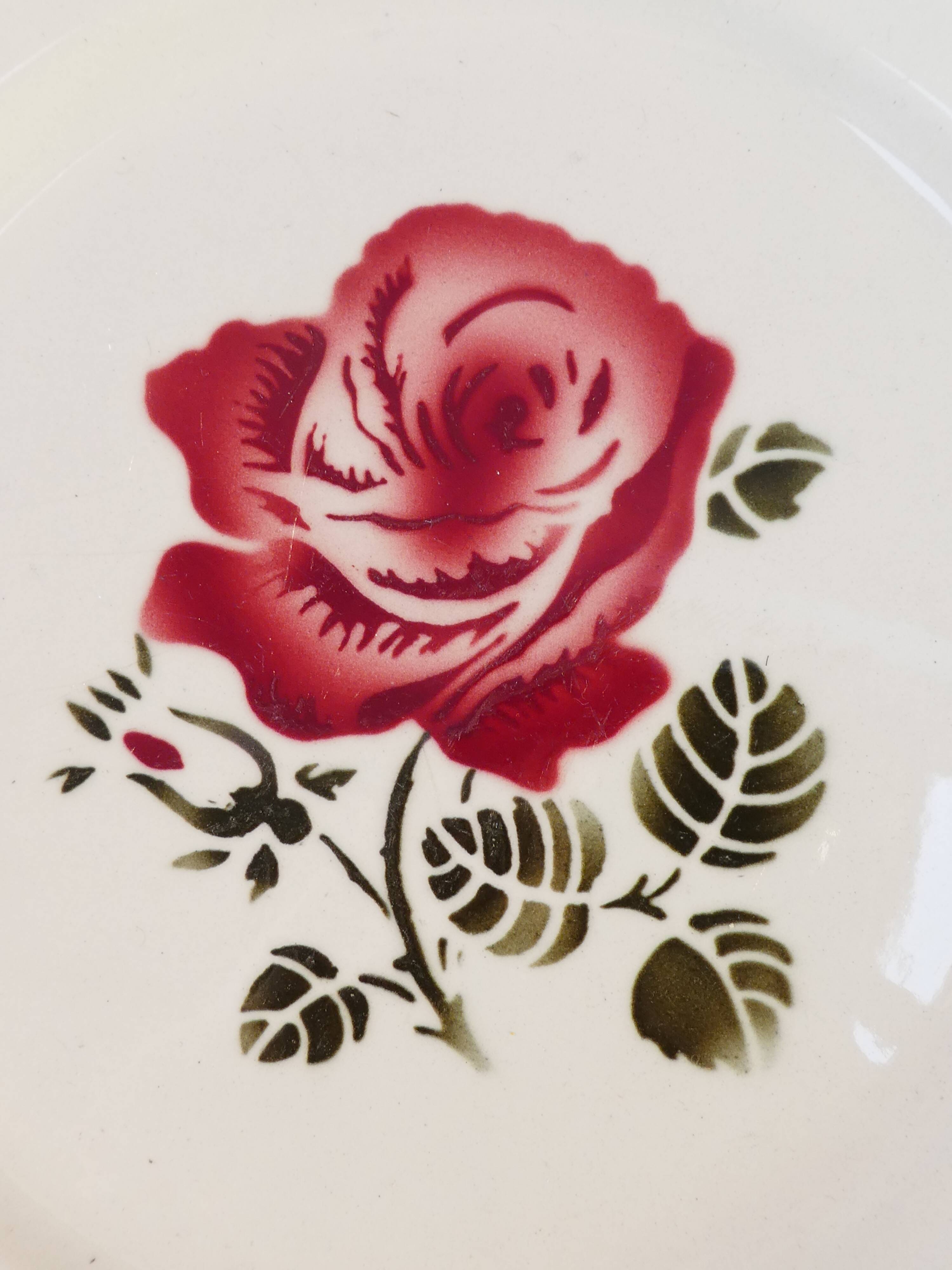 8 flat plates badonviller rose red
