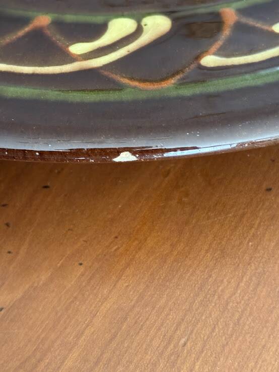 Large decorative ceramic plate (39.5 cm) signed Biot