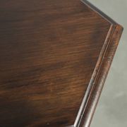 Antique tall oak plant/side table with wood carving and a turned leg