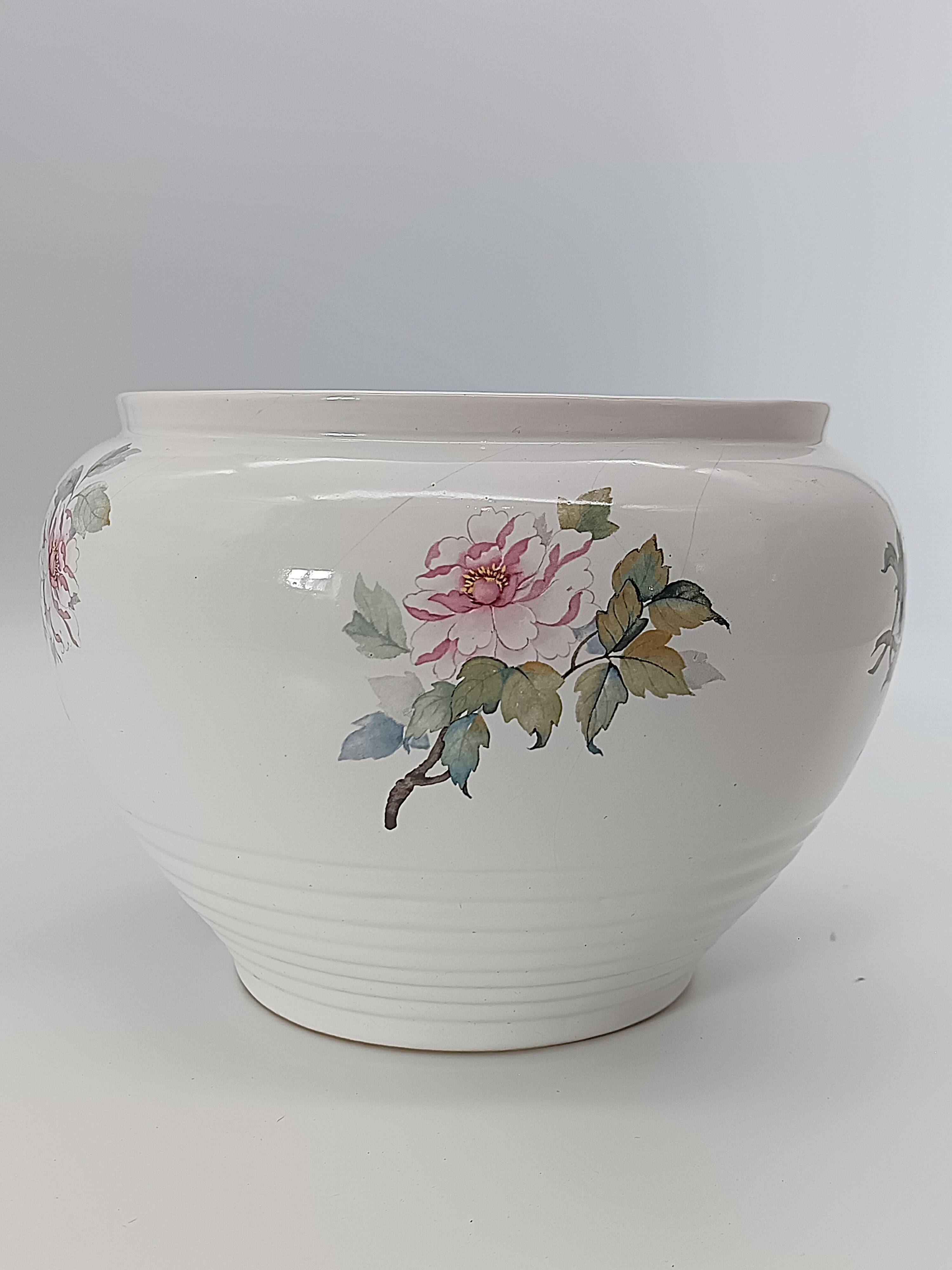 Vintage Ceramic Cache-Pot Bouc-Cérame France – Peony Decor
