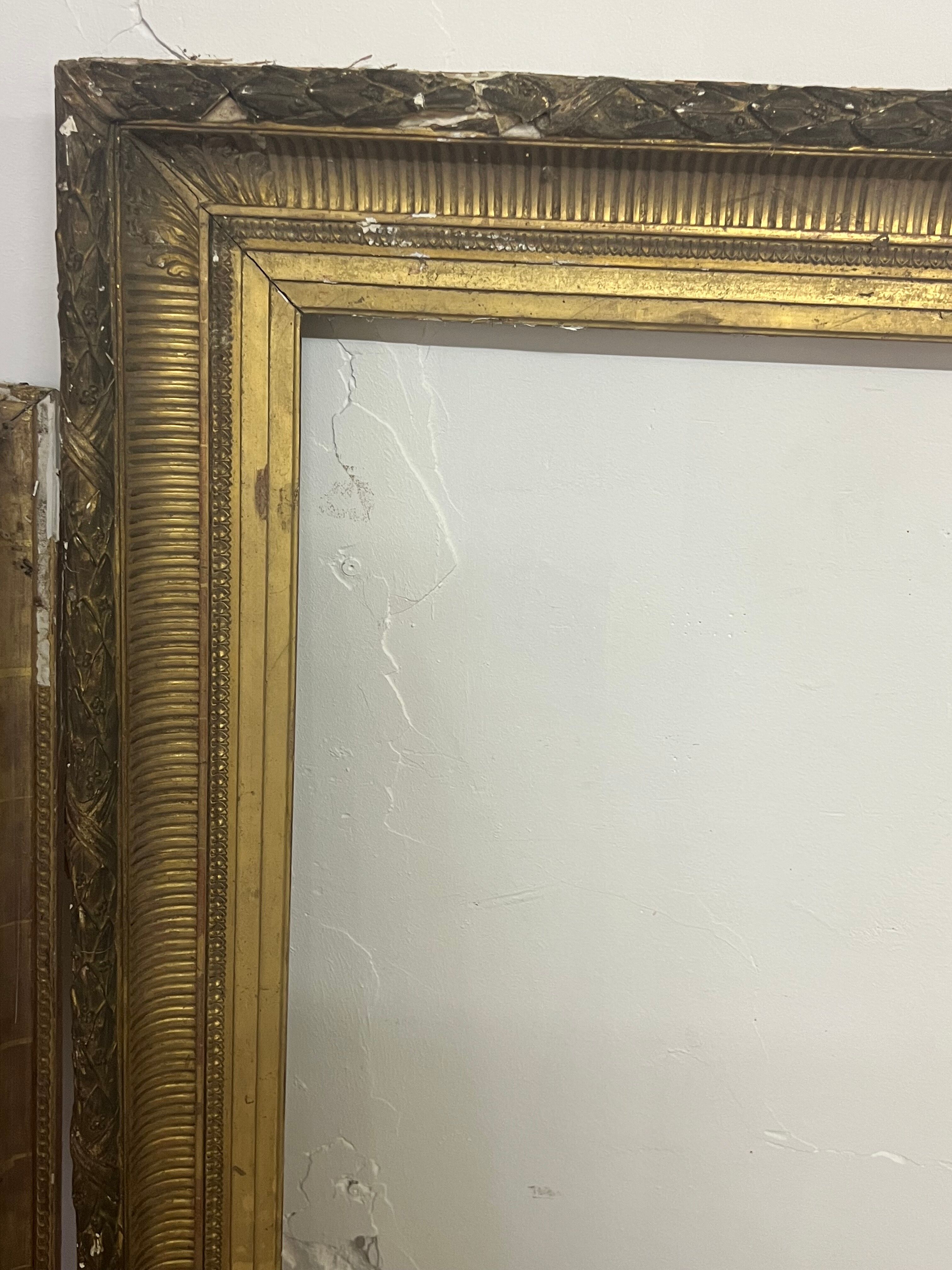 Set of 3 period frames in wood and gilded stucco