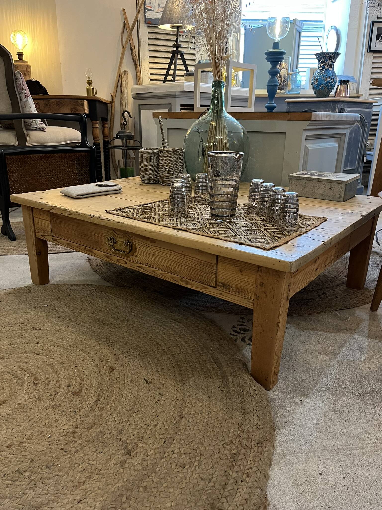 Table basse de ferme bois massif Augusta