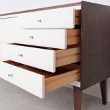 Vintage wooden sideboard with white fronts, 1960s