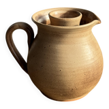 Vintage brutalist stoneware pink wine cooler pitcher H19