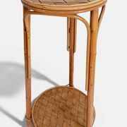 French Mid-Century Wood, Bamboo and Reed Plant Stand, 1960s