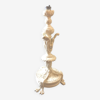 Pied de lampe en bronze peint de blanc