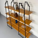 Étagère bibliothèque bois et métal design des années 80