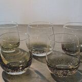 Set of 5 smoked bubble bottom glasses