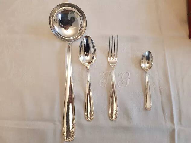 Silver cutlery set 37 pieces Louis XV style