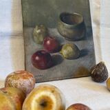 Oil on canvas still life with apples