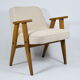 Armchair, model 366, 1960s, cream fabric, teak wood