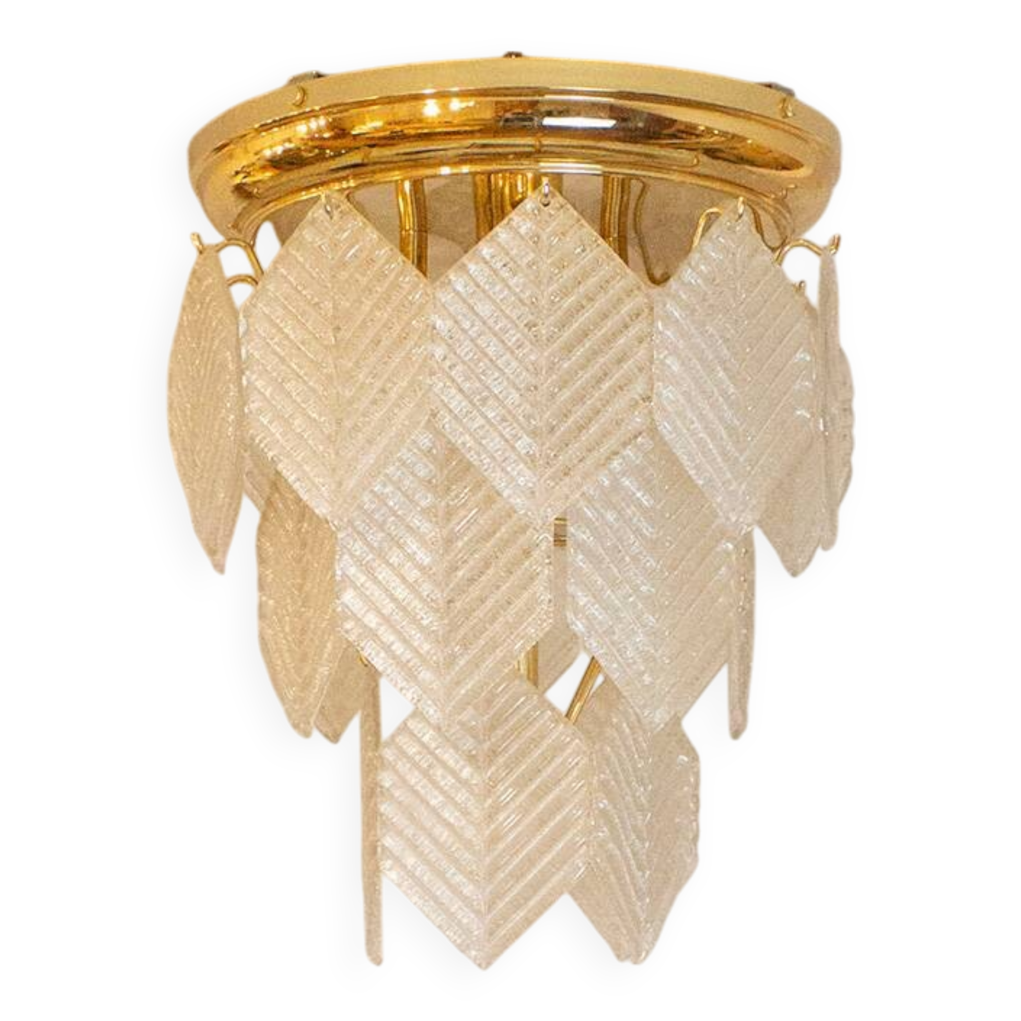 Murano Glass Chandelier with Hexagonal Leafs, Italy, 1960s